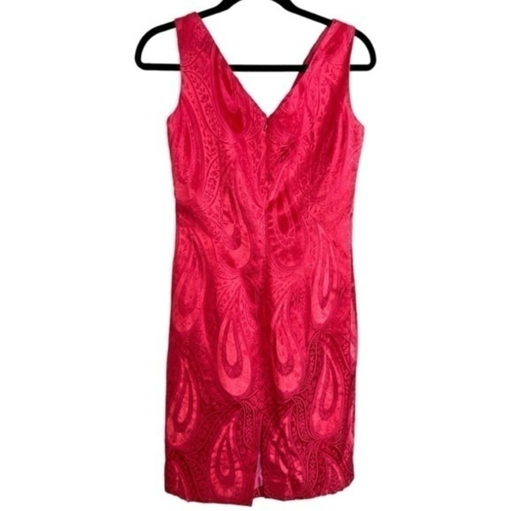 Barbara Tfank Brocade Cocktail Dress Red - Sleeveless Back Zip - Picture 4 of 14